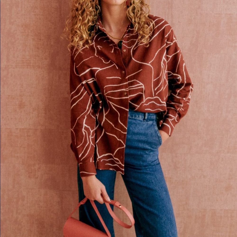 Sezane Maxy Shirt in Hestia New with Tags